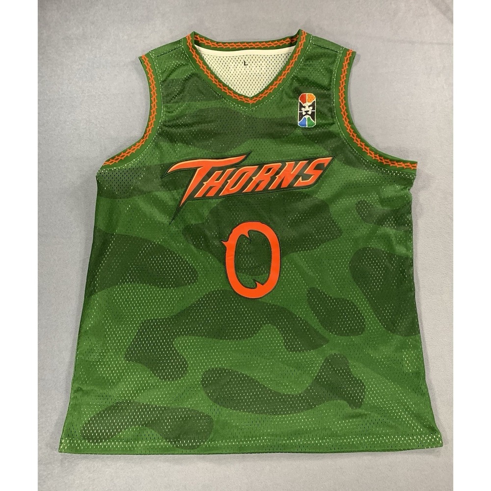 GOAT Movie Thorns Harris #0 Camo Basketball Jersey Tank Green Large Embroidered